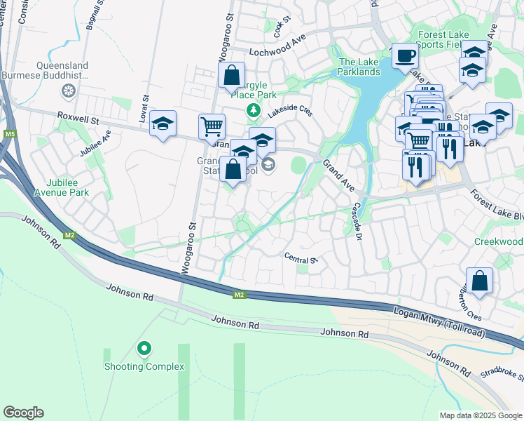 map of restaurants, bars, coffee shops, grocery stores, and more near 20 Regents Circuit in Forest Lake