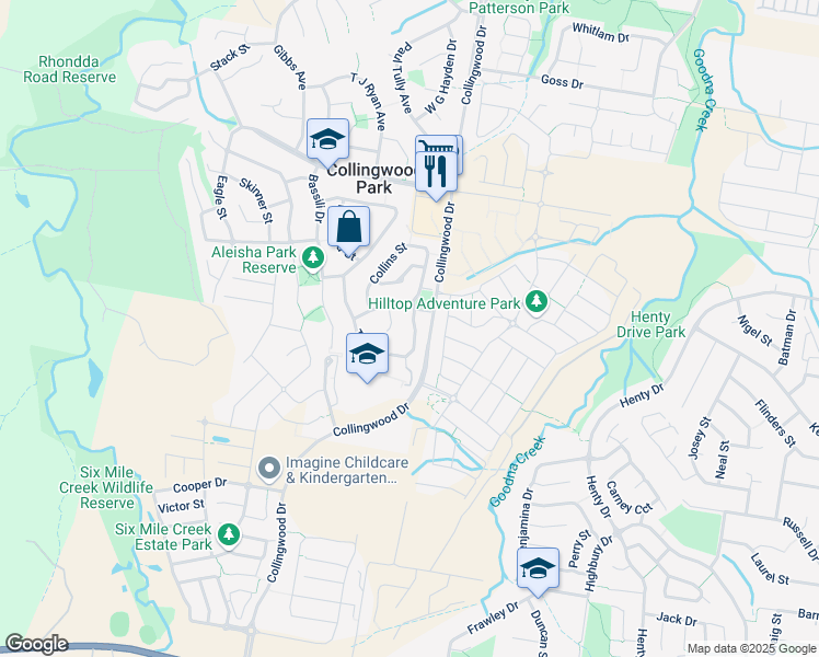 map of restaurants, bars, coffee shops, grocery stores, and more near 70 Tone Drive in Collingwood Park