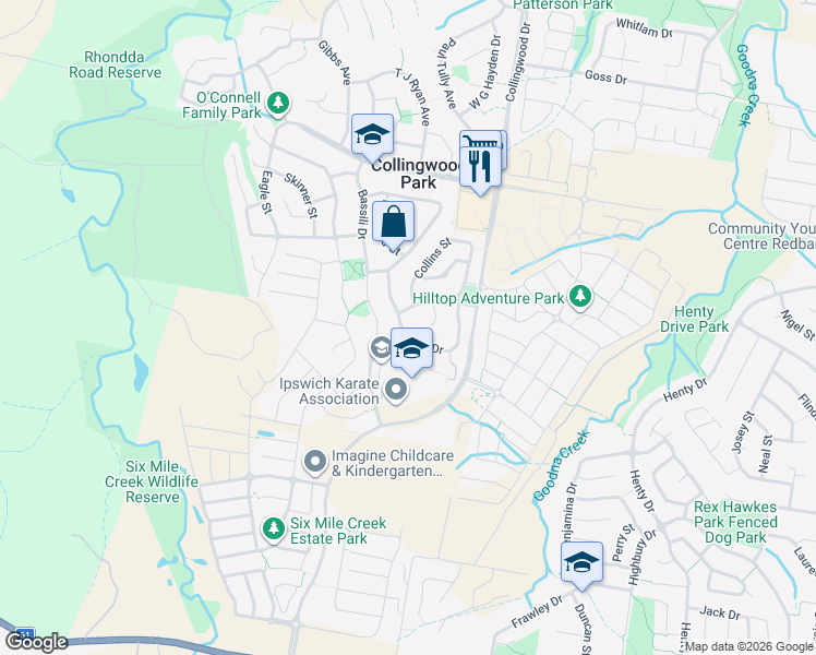 map of restaurants, bars, coffee shops, grocery stores, and more near 28 Tone Drive in Collingwood Park