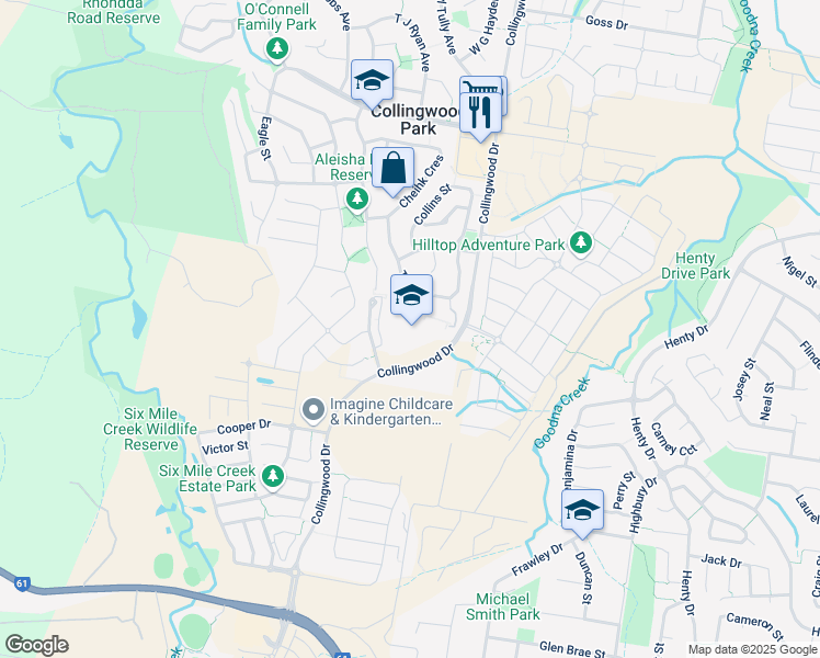 map of restaurants, bars, coffee shops, grocery stores, and more near 64 Bassili Drive in Collingwood Park