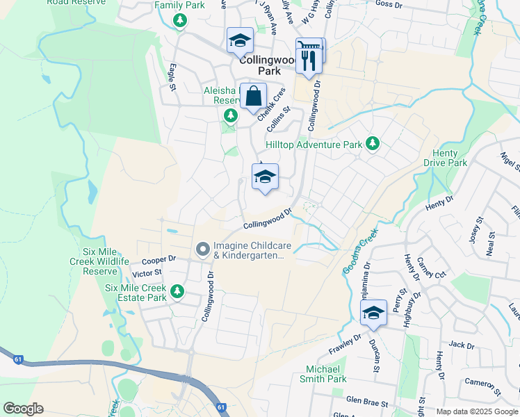 map of restaurants, bars, coffee shops, grocery stores, and more near 64 Bassili Drive in Collingwood Park