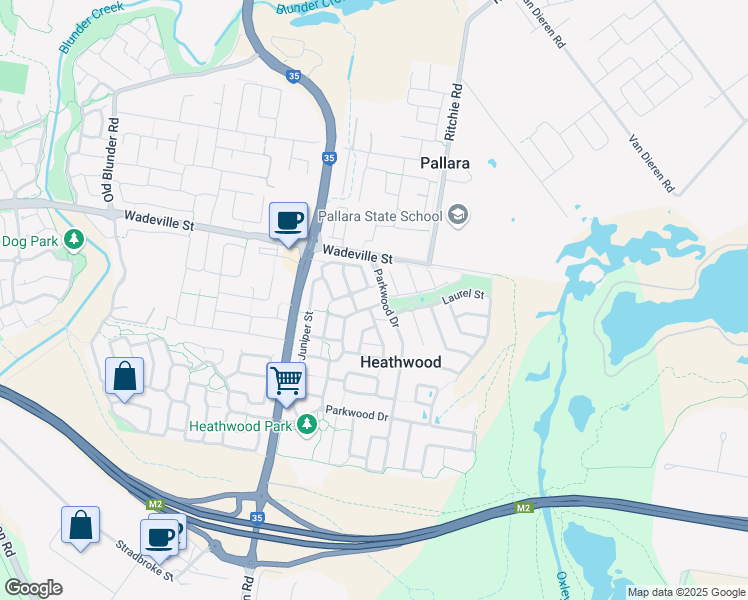 map of restaurants, bars, coffee shops, grocery stores, and more near 3 Bottlebrush Street in Heathwood