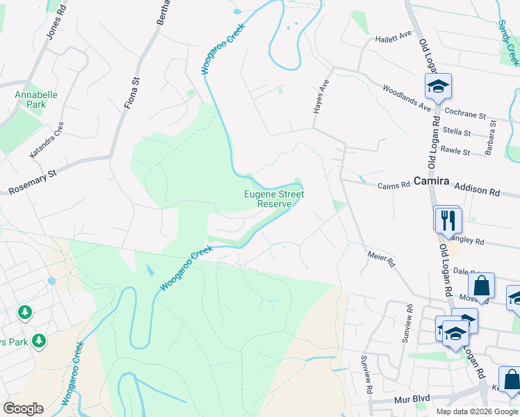 map of restaurants, bars, coffee shops, grocery stores, and more near 152 Eugene Street in Bellbird Park