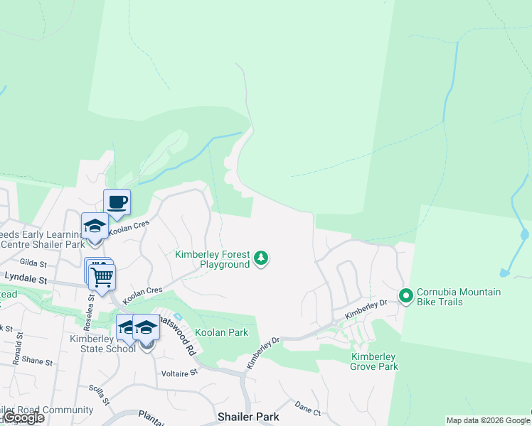 map of restaurants, bars, coffee shops, grocery stores, and more near 50 Leo Lindo Drive in Shailer Park