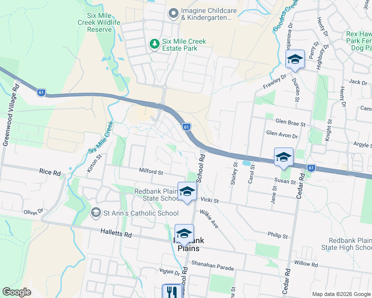 map of restaurants, bars, coffee shops, grocery stores, and more near 21 Statham Court in Redbank Plains