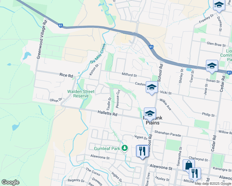 map of restaurants, bars, coffee shops, grocery stores, and more near 53 Penrose Circuit in Redbank Plains
