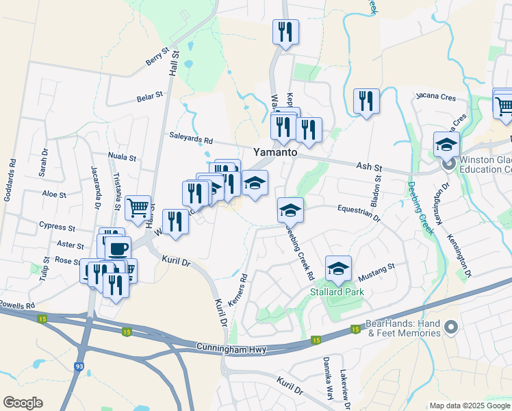 map of restaurants, bars, coffee shops, grocery stores, and more near 1 Warwick Road in Ipswich