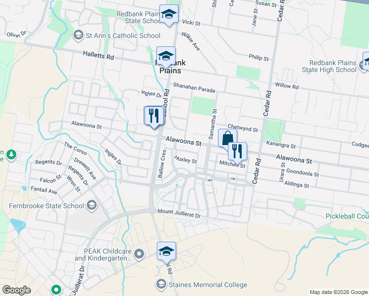 map of restaurants, bars, coffee shops, grocery stores, and more near 10 Pleasant Drive in Redbank Plains