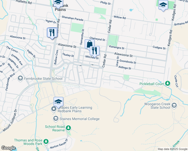 map of restaurants, bars, coffee shops, grocery stores, and more near 16 Mckinlay Avenue in Redbank Plains