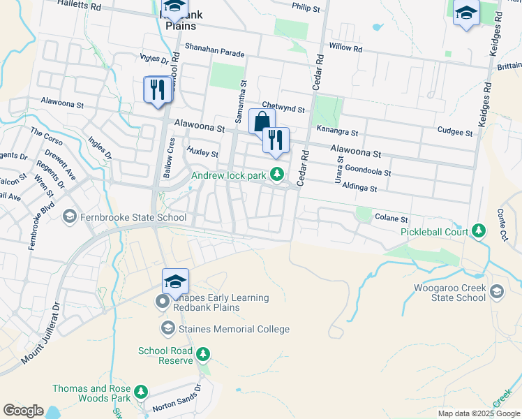 map of restaurants, bars, coffee shops, grocery stores, and more near 20 Hamersly Street in Redbank Plains