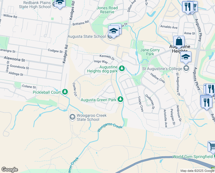 map of restaurants, bars, coffee shops, grocery stores, and more near 150 Conte Circuit in Augustine Heights