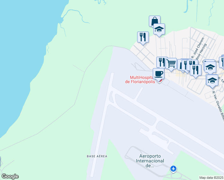 map of restaurants, bars, coffee shops, grocery stores, and more near 3393 Avenida Deputado Diomício Freitas in Florianópolis