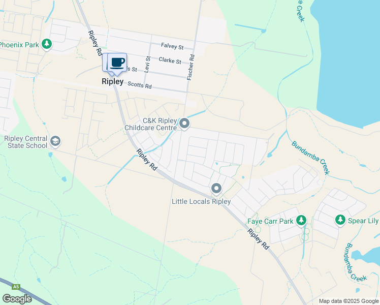 map of restaurants, bars, coffee shops, grocery stores, and more near 2 Koda Street in Ripley