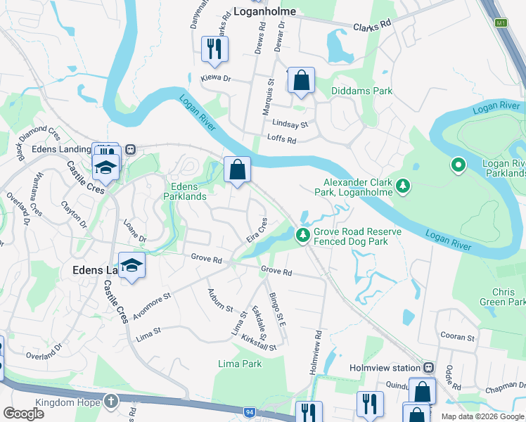 map of restaurants, bars, coffee shops, grocery stores, and more near 1 Troy Close in Edens Landing