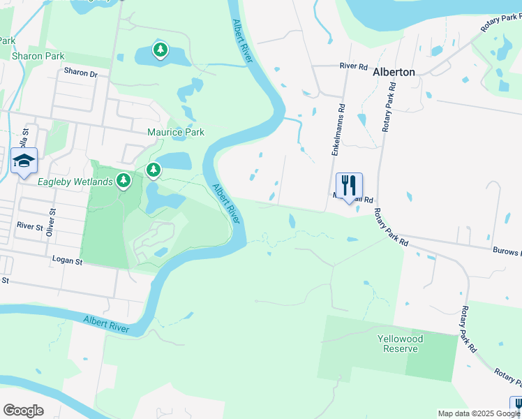 map of restaurants, bars, coffee shops, grocery stores, and more near 33 Keogh Road in Stapylton