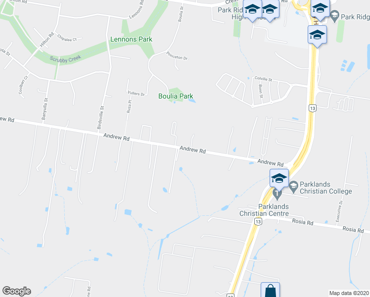 map of restaurants, bars, coffee shops, grocery stores, and more near 97 Andrew Road in Greenbank