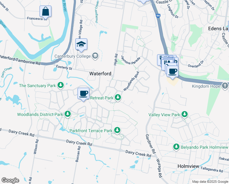 map of restaurants, bars, coffee shops, grocery stores, and more near 7 Gloucester Street in Waterford