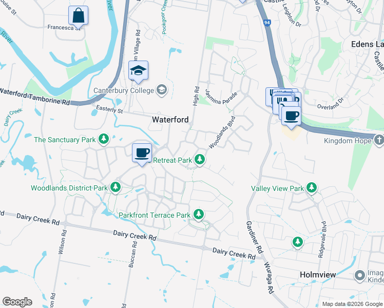 map of restaurants, bars, coffee shops, grocery stores, and more near 11 Gloucester Street in Waterford