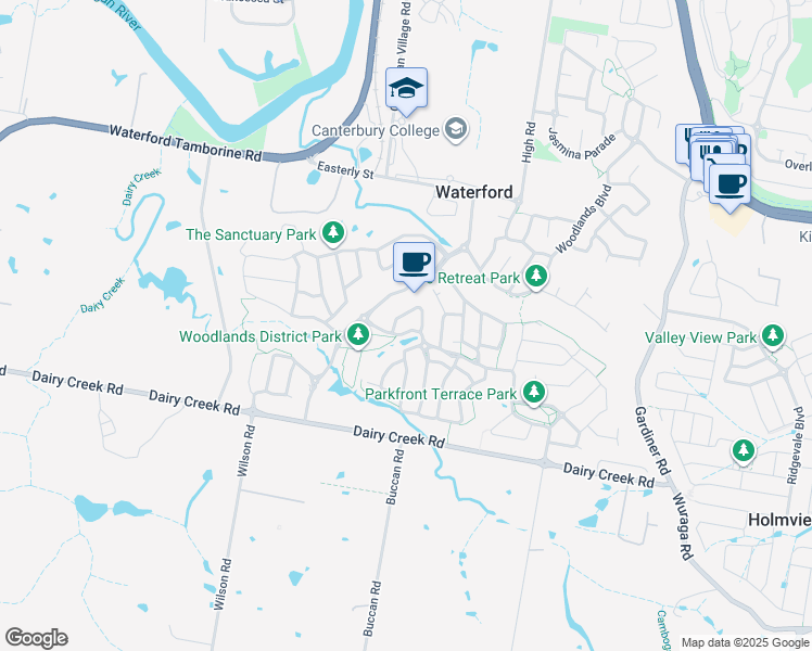 map of restaurants, bars, coffee shops, grocery stores, and more near 16 Grand Terrace in Waterford