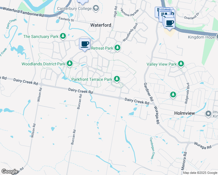 map of restaurants, bars, coffee shops, grocery stores, and more near 27 Wongabel Close in Waterford