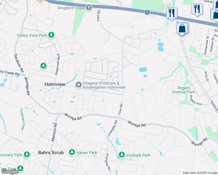 map of restaurants, bars, coffee shops, grocery stores, and more near 31 Goundry Drive in Holmview