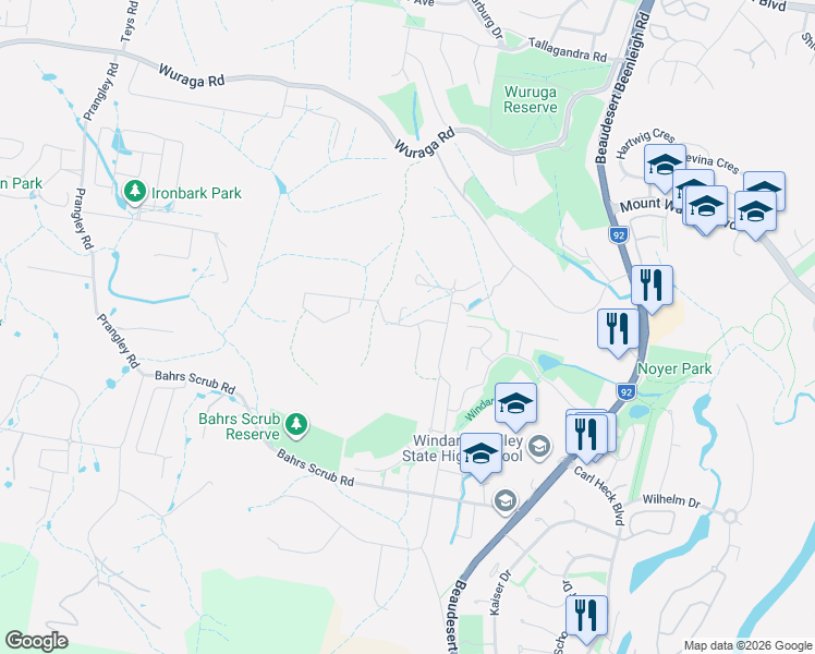 map of restaurants, bars, coffee shops, grocery stores, and more near Volker Circuit in Bahrs Scrub