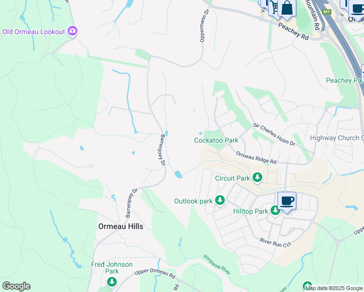 map of restaurants, bars, coffee shops, grocery stores, and more near 126 Barrenjoey Drive in Ormeau Hills