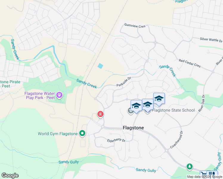 map of restaurants, bars, coffee shops, grocery stores, and more near LOT 1370 Highwood Court in Jimboomba