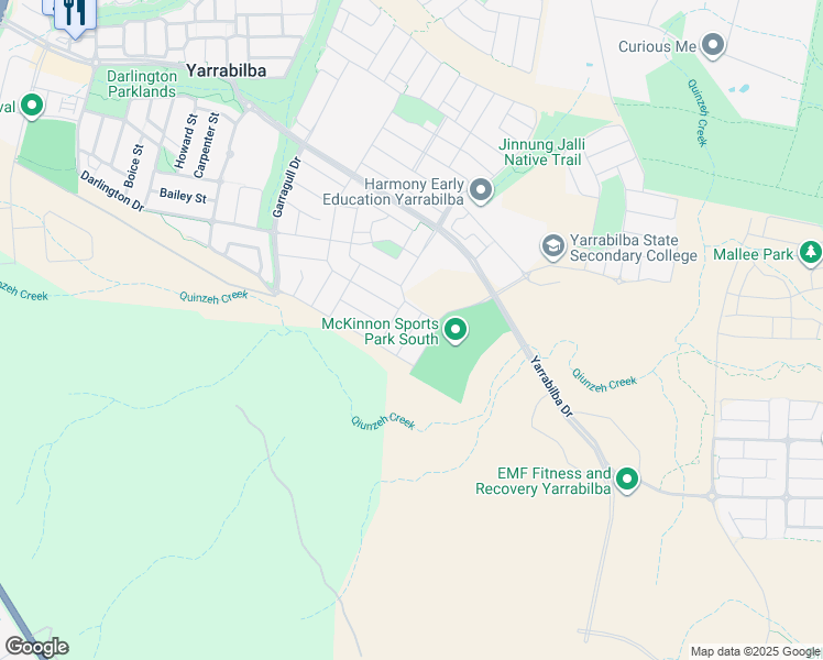 map of restaurants, bars, coffee shops, grocery stores, and more near Tirrel Street in Yarrabilba