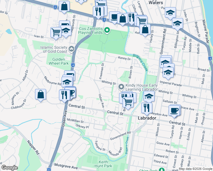 map of restaurants, bars, coffee shops, grocery stores, and more near 12 Cassandra Crescent in Labrador