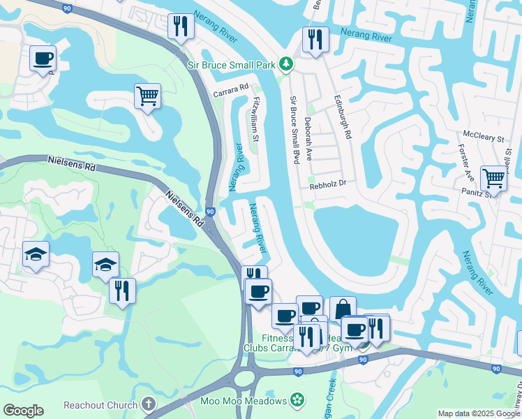 map of restaurants, bars, coffee shops, grocery stores, and more near 3 Witt Avenue in Carrara