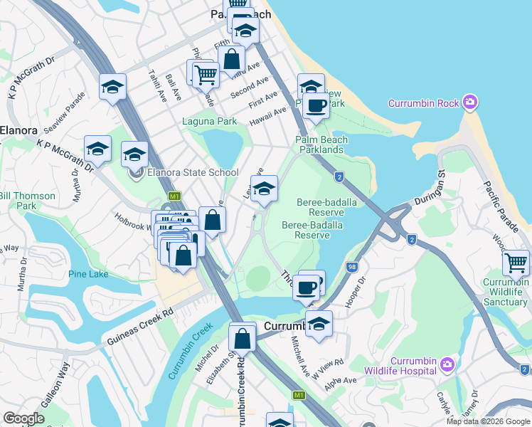 map of restaurants, bars, coffee shops, grocery stores, and more near Thrower Drive in Palm Beach