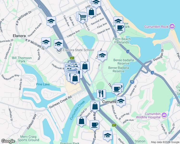 map of restaurants, bars, coffee shops, grocery stores, and more near 4 Leyte Avenue in Palm Beach