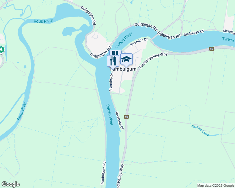 map of restaurants, bars, coffee shops, grocery stores, and more near 0 Government Road in Tumbulgum