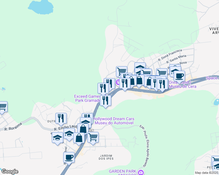map of restaurants, bars, coffee shops, grocery stores, and more near 4665 Avenida das Hortênsias in Gramado