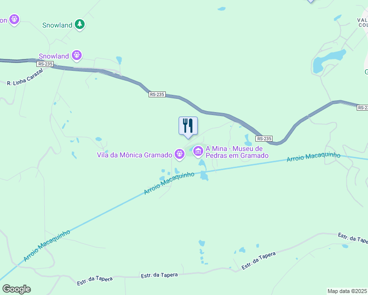 map of restaurants, bars, coffee shops, grocery stores, and more near Rua Germano Boff in Gramado