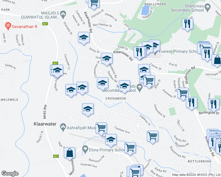 map of restaurants, bars, coffee shops, grocery stores, and more near 31 Dandelion Road in Chatsworth