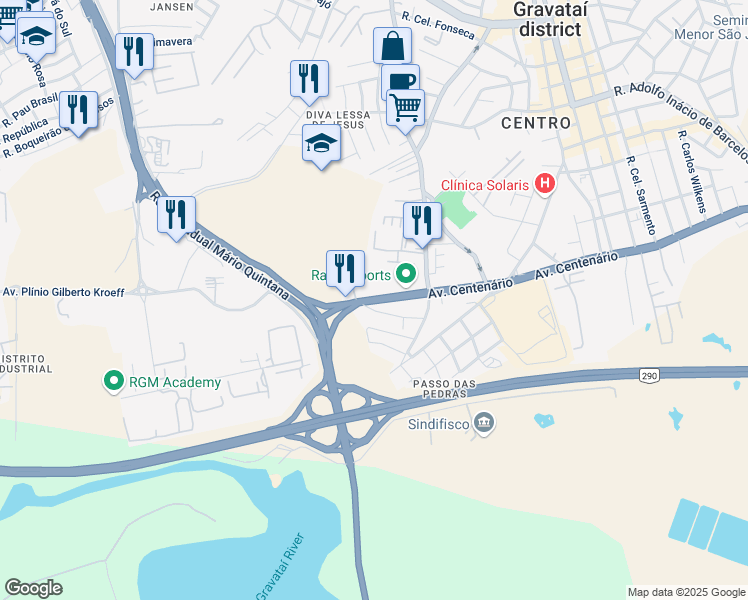 map of restaurants, bars, coffee shops, grocery stores, and more near 118 RS-030 in Gravataí
