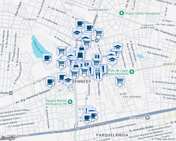 map of restaurants, bars, coffee shops, grocery stores, and more near 3100 Avenida Sargento Hermínio Sampaio in Fortaleza