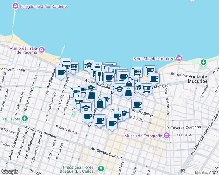 map of restaurants, bars, coffee shops, grocery stores, and more near 1 Rua Osvaldo Cruz in Fortaleza