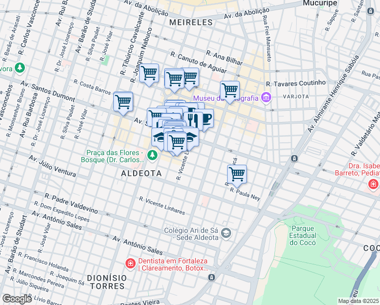 map of restaurants, bars, coffee shops, grocery stores, and more near 1056 Rua Desembargador Leite Albuquerque in Fortaleza
