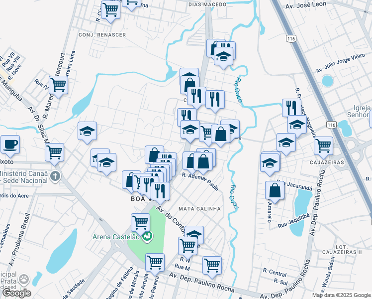 map of restaurants, bars, coffee shops, grocery stores, and more near 2901 Avenida Alberto Craveiro in Fortaleza
