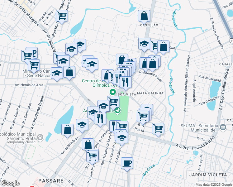 map of restaurants, bars, coffee shops, grocery stores, and more near 2900 Avenida Alberto Craveiro in Fortaleza