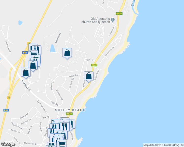 map of restaurants, bars, coffee shops, grocery stores, and more near Marine Drive in Margate