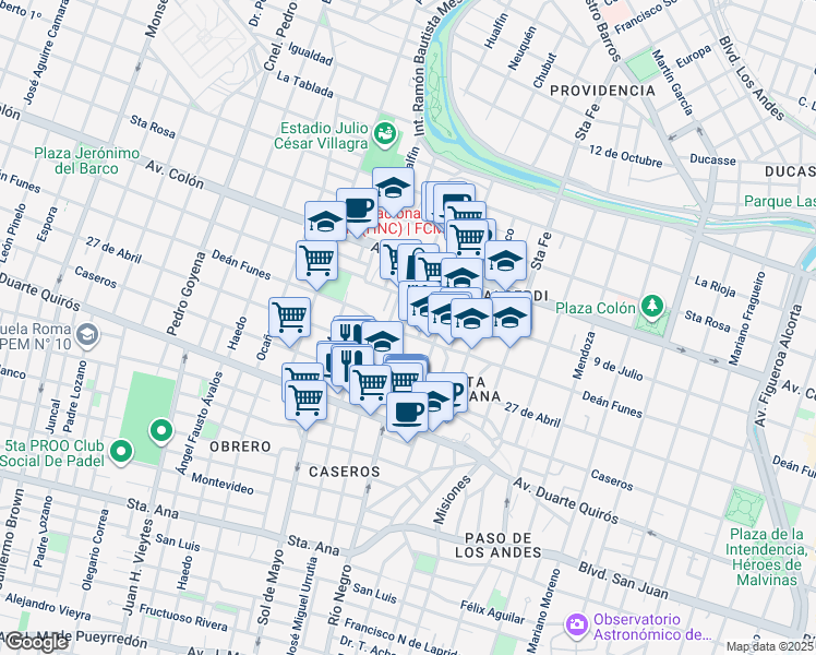 map of restaurants, bars, coffee shops, grocery stores, and more near 20 Neuquén in LZB