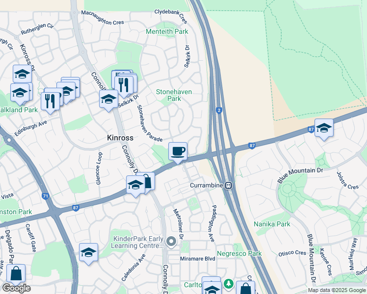 map of restaurants, bars, coffee shops, grocery stores, and more near 49 Fisherton Circuit in Kinross