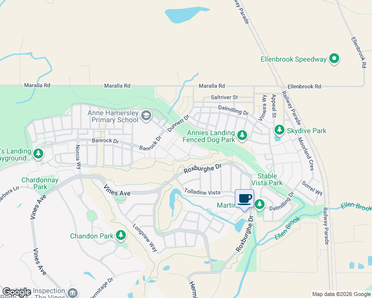 map of restaurants, bars, coffee shops, grocery stores, and more near 48 Janselling Avenue in Ellenbrook