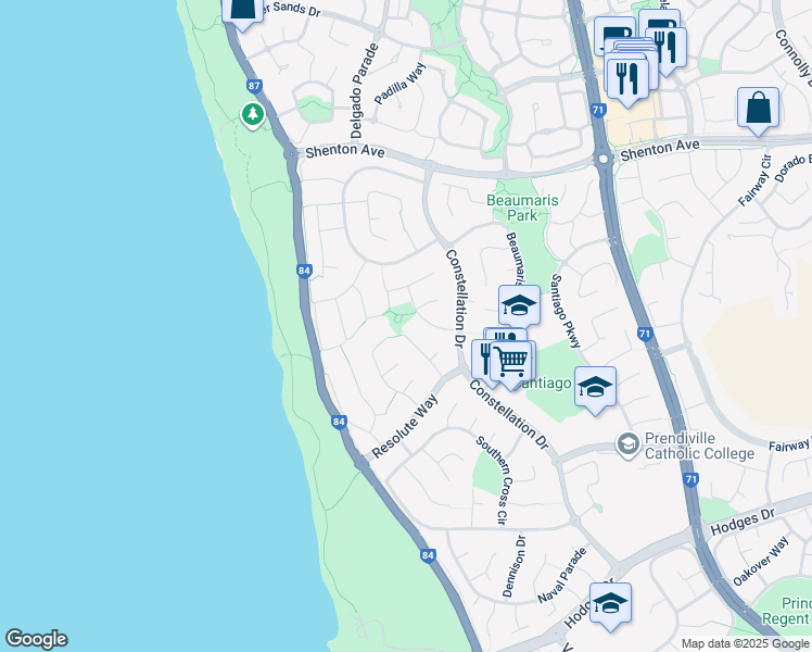 map of restaurants, bars, coffee shops, grocery stores, and more near 20 Halcyon Place in Ocean Reef