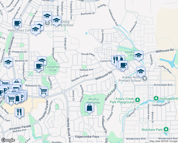 map of restaurants, bars, coffee shops, grocery stores, and more near 31 Safford Avenue in Aveley