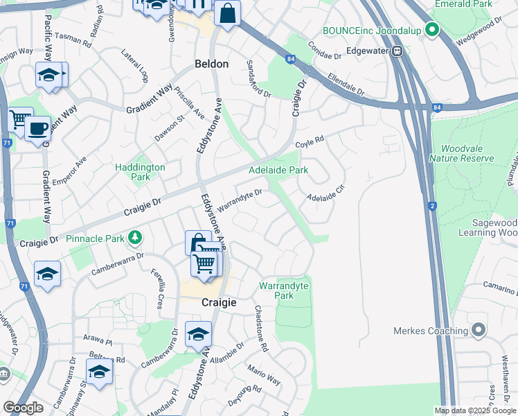 map of restaurants, bars, coffee shops, grocery stores, and more near 8 Tranmere Place in Craigie